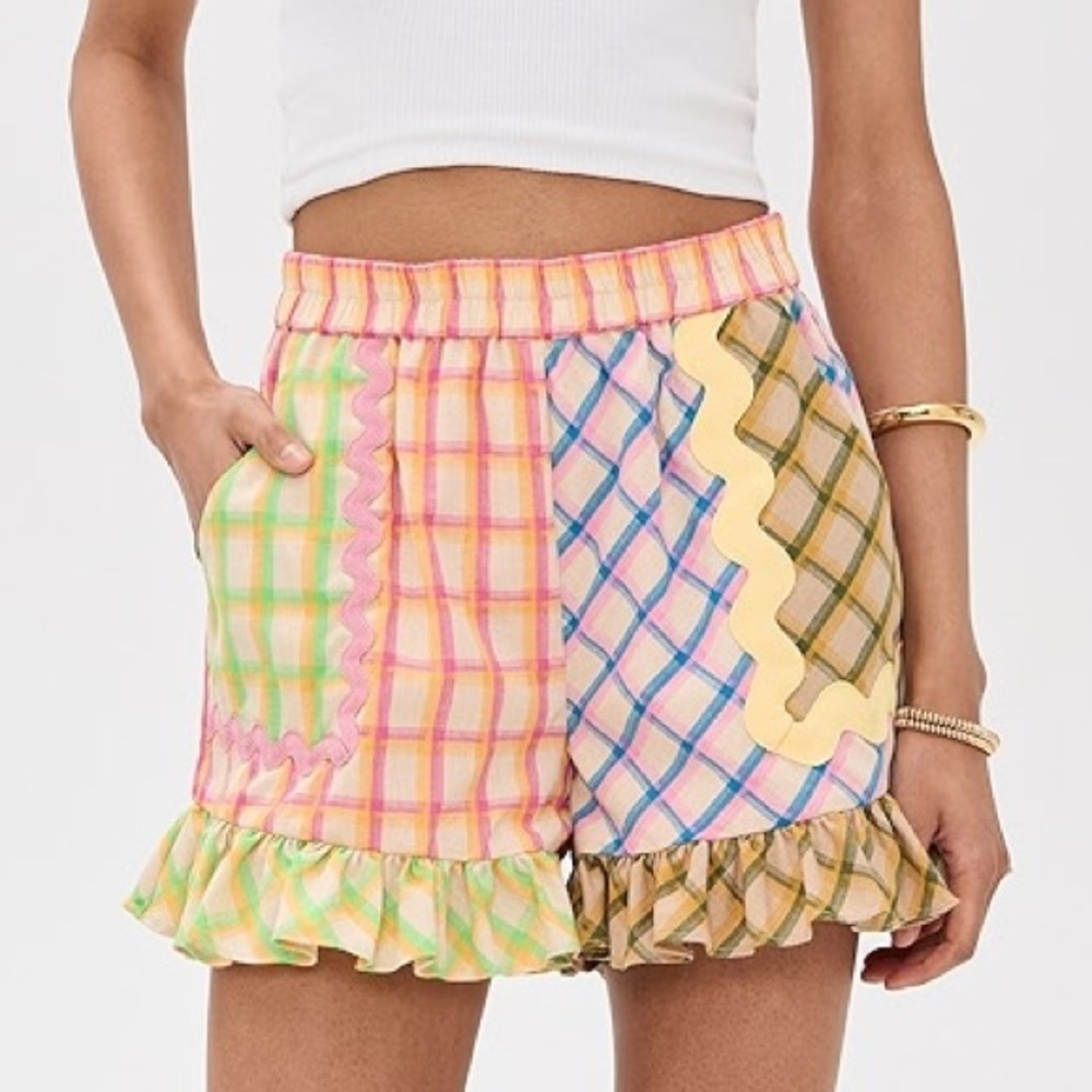 CeliaB Azores Plaid Ruffle Shorts